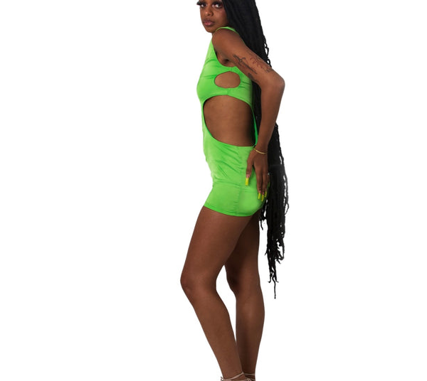 MINI CUT-OUT DRESS Green / S